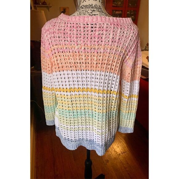 Talbots Open Stitch Cotton Sweater - Picture 2 of 5